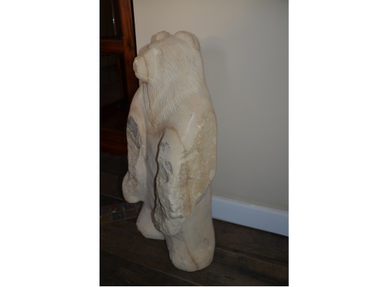 (#36) Eddie Morrison Kansas Limestone Bear Sculpture With Certificate Of Authenticity