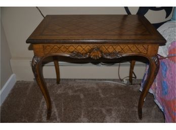 Country French Wood Inlay Side Accent End Table