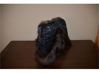(#74) Vintage Mink Fur Muff With Zippered Pocket