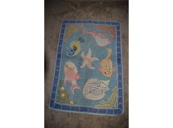 (#57) McAdoo Hand Hooked Area Rug Fish Details 25x36