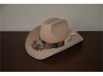 (#54) Stetson Cowboy Hat With Feathered Band Size 7