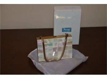 (#78) Vintage May Craft Mother Of Pearl Makeup Purse With Box And Duster