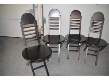 (#11) Black Wood Folding Chairs 4 Of Them
