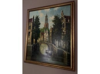 Amsterdam Oil Painting Signed E.F. Smit 23x27 Framed
