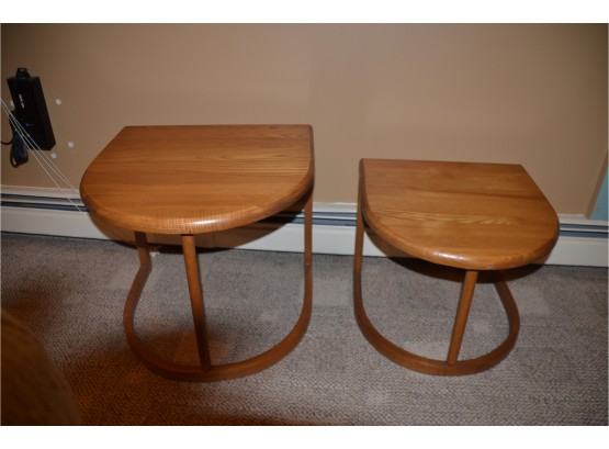 (#58) Contemporary Oak Stackable End Tables - See Details For Measurements