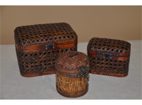 (#28) Wicker Trinket Decorative Boxes