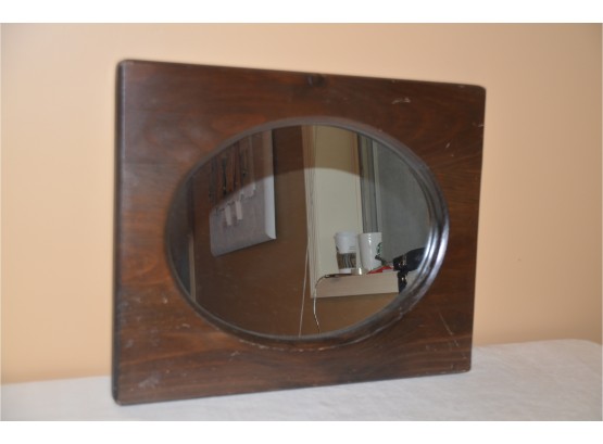 (#82) Oak Wood Framed Oval Mirror 20x16