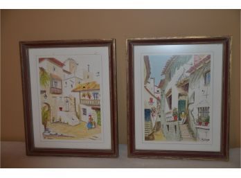 (#70) Pair Of Framed Signed Watercolor? Pictures