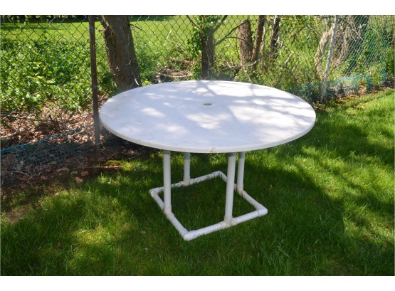 Fiberglass Top PVC Base Outdoor Patio Table 47.5'Round