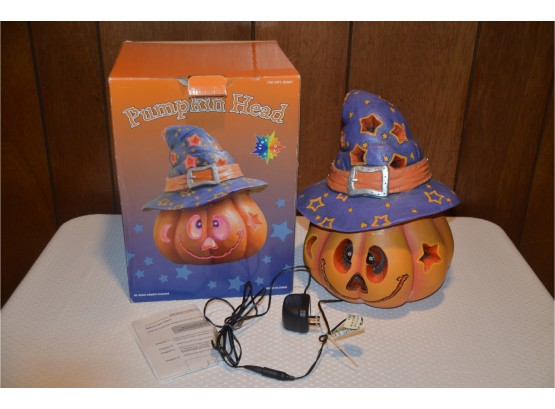 (#63) Fiber Optic Light Up Pumpkin Head - Works