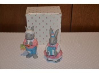 (#55) Department 56 Porcelain Easter Bunny Figurines With Box