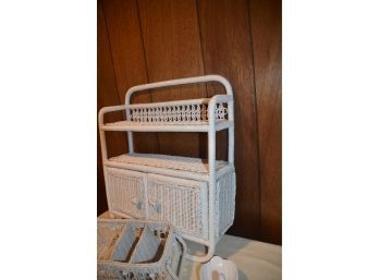 (#151) Wicker Towel Rack/cabinet And Storage Basket