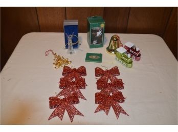 (#192) Christmas Mikasa Angel, Disney Minnie Ornament, Red Bow Ornaments