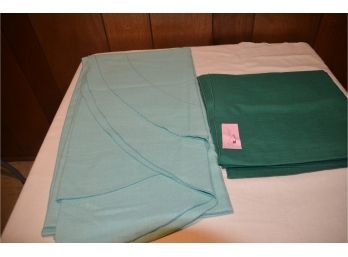 (#180) Table Clothes Green Rectangle And Blue Oval