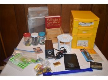 (#64) Office Desk School Supplies: Electric Pencil Sharpener, Letter Holder, Storage Box