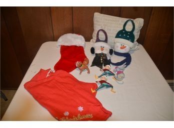 (#189) Christmas Decorative Door Hanger, Pillow, Santa Gift Bag,