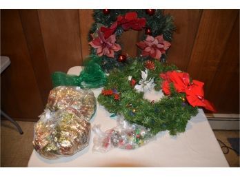 (#185) Christmas Wreath, Lighted Battery Wreath, Garland, Jingle Bells,