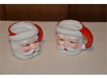 (#187) Vintage Pair Of Old Santa Cup Mugs