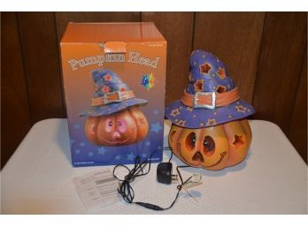 (#63) Fiber Optic Light Up Pumpkin Head - Works