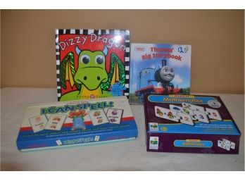 (#91) Educational Teaching Skills 3 (mathematic, I Can Spell Puzzle, Thomas Train Book, Dizzy Dragon Book)