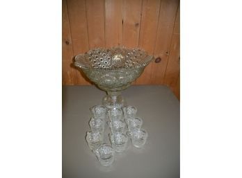 Vintage Crystal Glass Punch Bowl Set