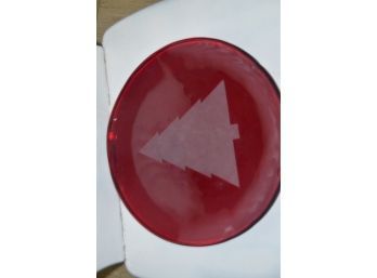 (#5) Red Glass Tree Plate