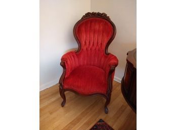 Antique Parlor Wingback Arm Chair Upholstered Chair