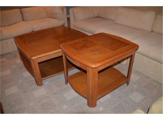 (#59) Oak Coffee Table And Matching End Table - See Details For Measurements