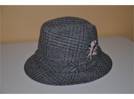 (#101) Mens Dobbs Hat Grey Tweed Size 7 3/8
