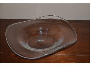 (#12) Hand Blown Waved Glass Bowl 12'x2'
