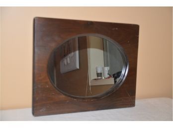 (#82) Oak Wood Framed Oval Mirror 20x16