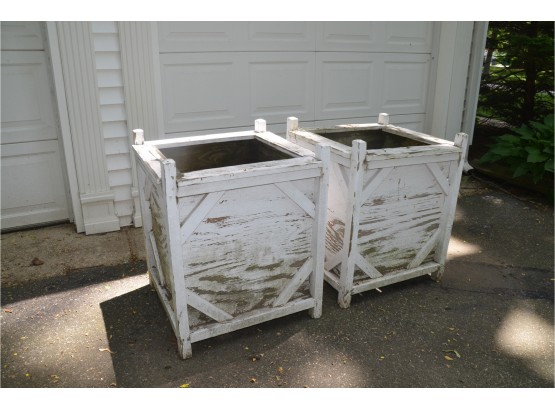 Wood Planter Boxes (need Repainting) Heavy