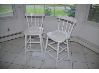 (#144) White Wood Counter Stools 24'seat Height