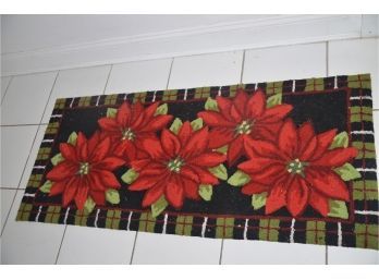 (#125) Poinsetta Hook Accent Rug 51x22