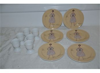 (#60) Porcelain Egg Cups (6) , Rosanna Small Appetizer Plates Made In Italy (6)