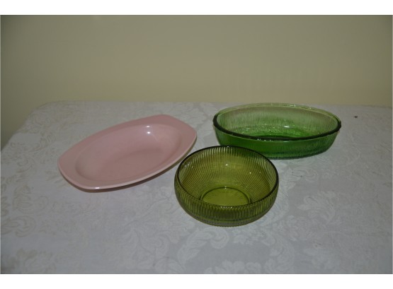 (#38) Vintage Green Glass Bowl, Brody Cleveland Ceramic Bowl