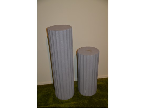 (#17) Two (2) Pedestal Plaster Round 36'H And 24'H
