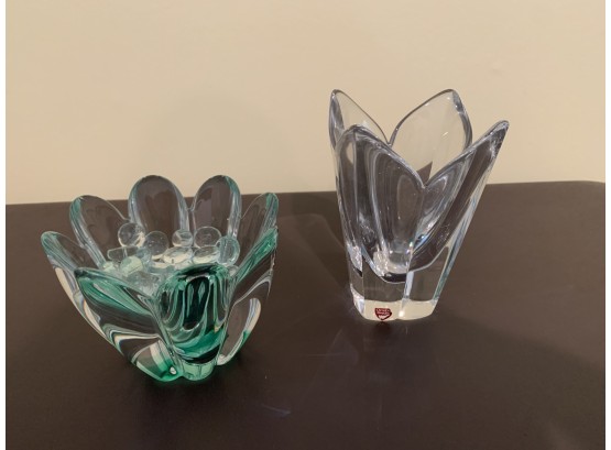 (#43) Orrefors Sweden Crystal Vases (2)