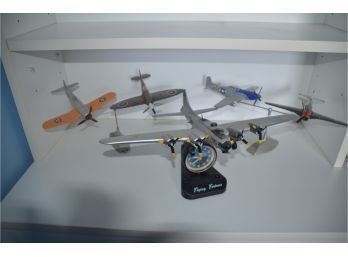 (#85) Model (3) Military Jets Battery Operated 2 Planes Spin, Another Jet With Clock Display