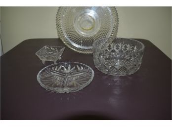 (#100) Glass Ware Serving Bowl, Platter, Candy Dish