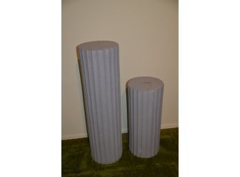 (#17) Two (2) Pedestal Plaster Round 36'H And 24'H