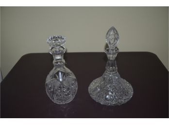 (#109) Crystal Glass Wine Decanters (2)