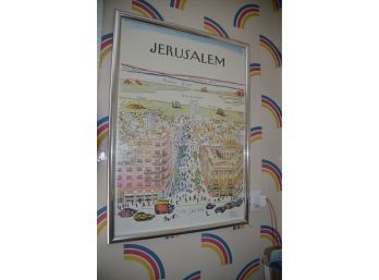 (#79) Framed Jerusalem By J. Staber After Saul Steinberg Israel New Yorker Style Framed Print Poster