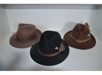 (#90) Mens Dress Hats (3): Dorfman Pacific, Designer Pure Wool, Charlie Horse Size 6 3/8