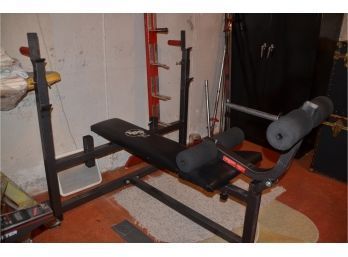 (#48) Vintage Free Weights And Bars, Weight Bench Newer