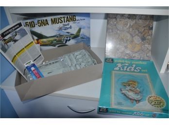 (#84) Vintage Model (new) Airplane Kit, Paint By Number And Puzzle (all New)