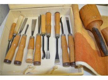 (#196) Wood Carving Tool With Leather Tool Apron