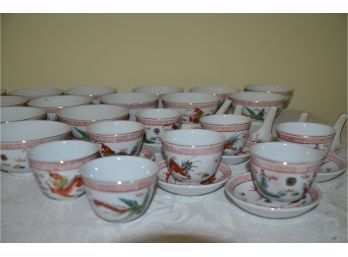 (#29) Asian Soup/Rice Bowls, Spoons And Tea Cups With Saucers Made In China