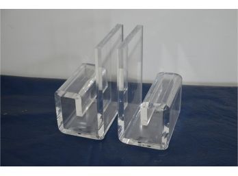 (#160) Vintage Pair Of Lucite Bookends