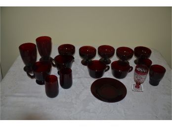 (#33) Red Depression Glassware Assortment